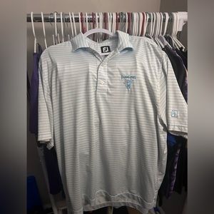 Footjoy Polo Shirt Men Size L Pink Stripes The Farm Link